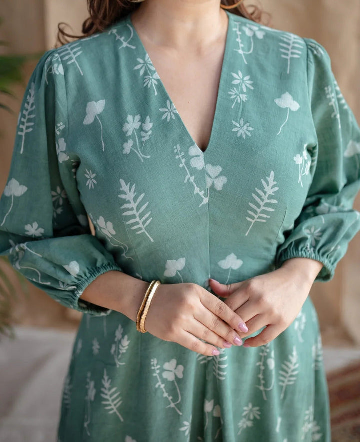 Fern-Green-Cotton-Tarini-Dabu-Print-Midi-Dress