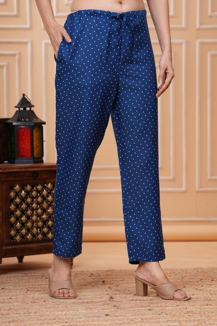 Royalblue Floral Printed Maternity Kurta and Pant cord set