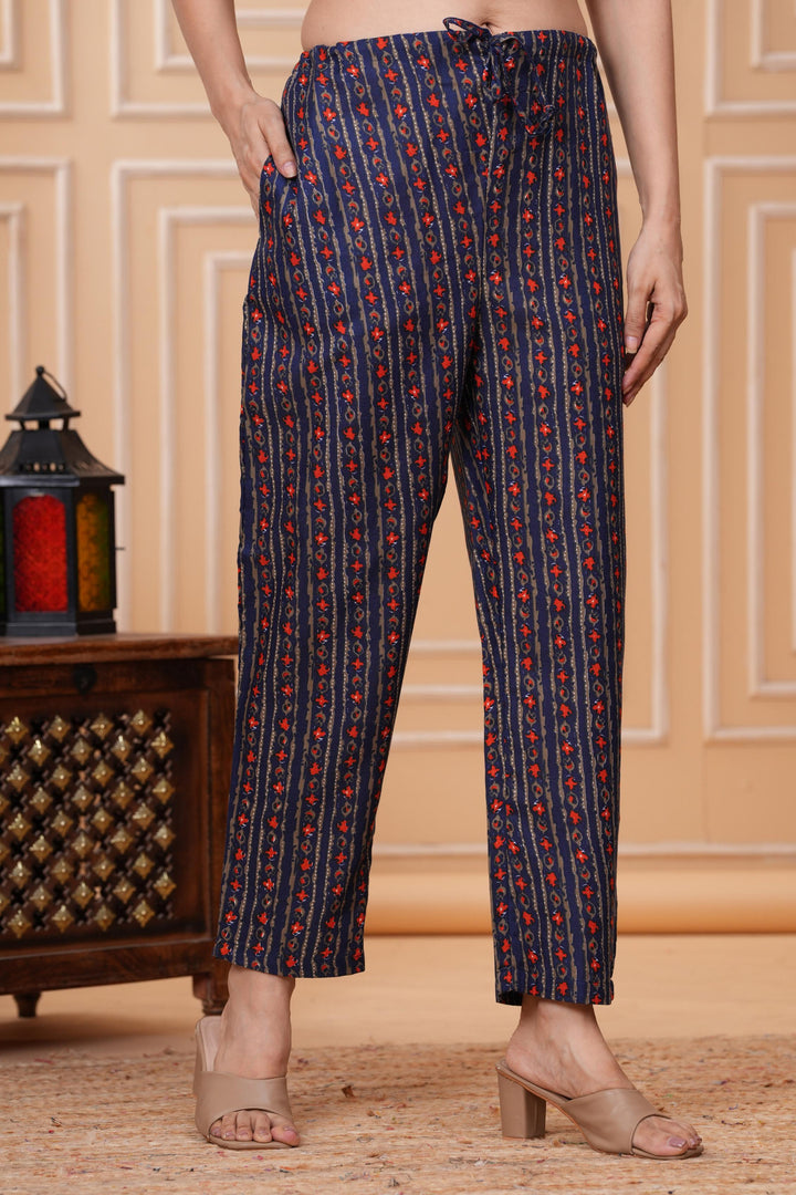 Blueorange Floral Printed Maternity Kurta and Pant cord set