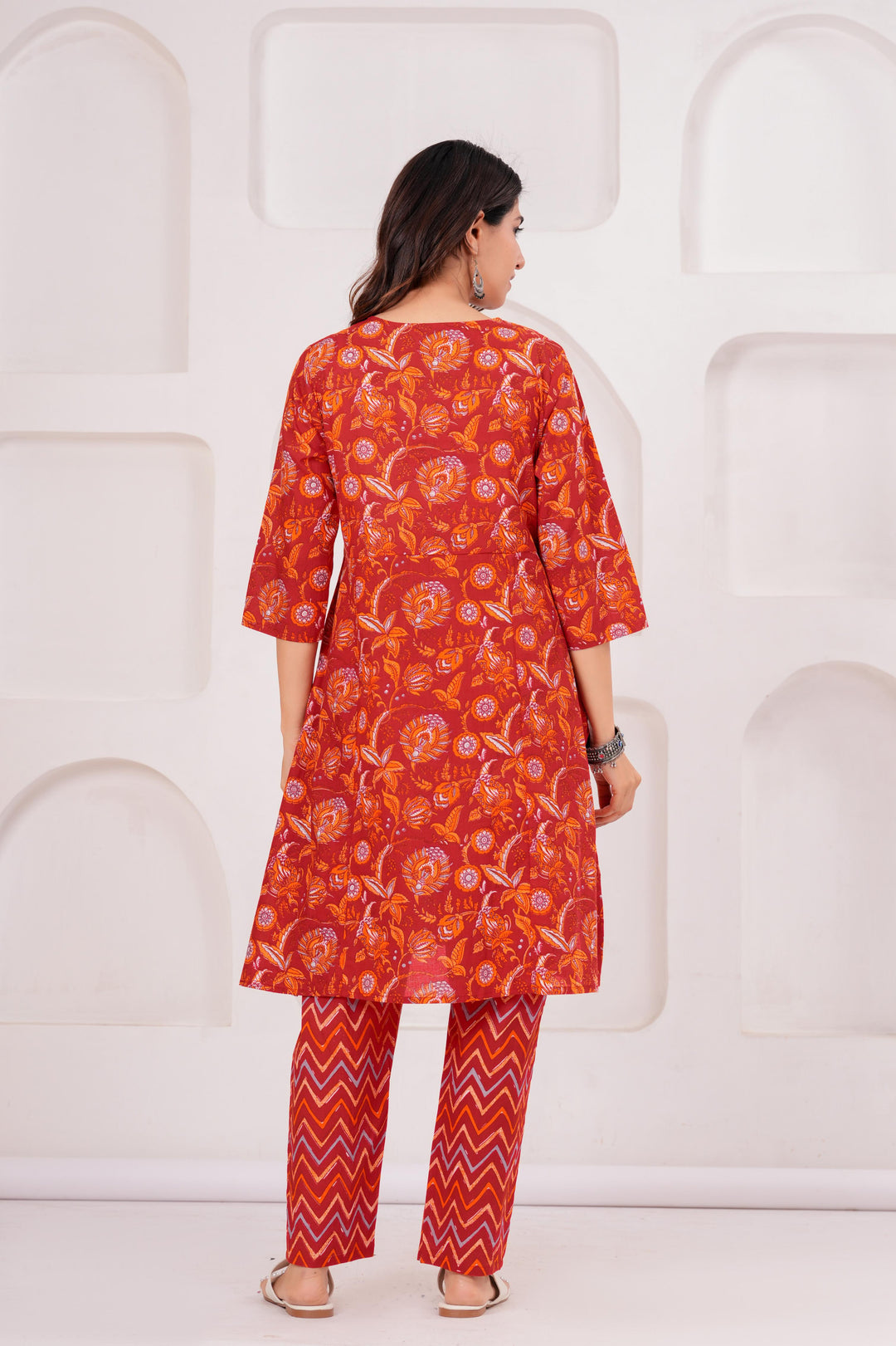 Red FloralPrinted Maternity Kurta and Pant set