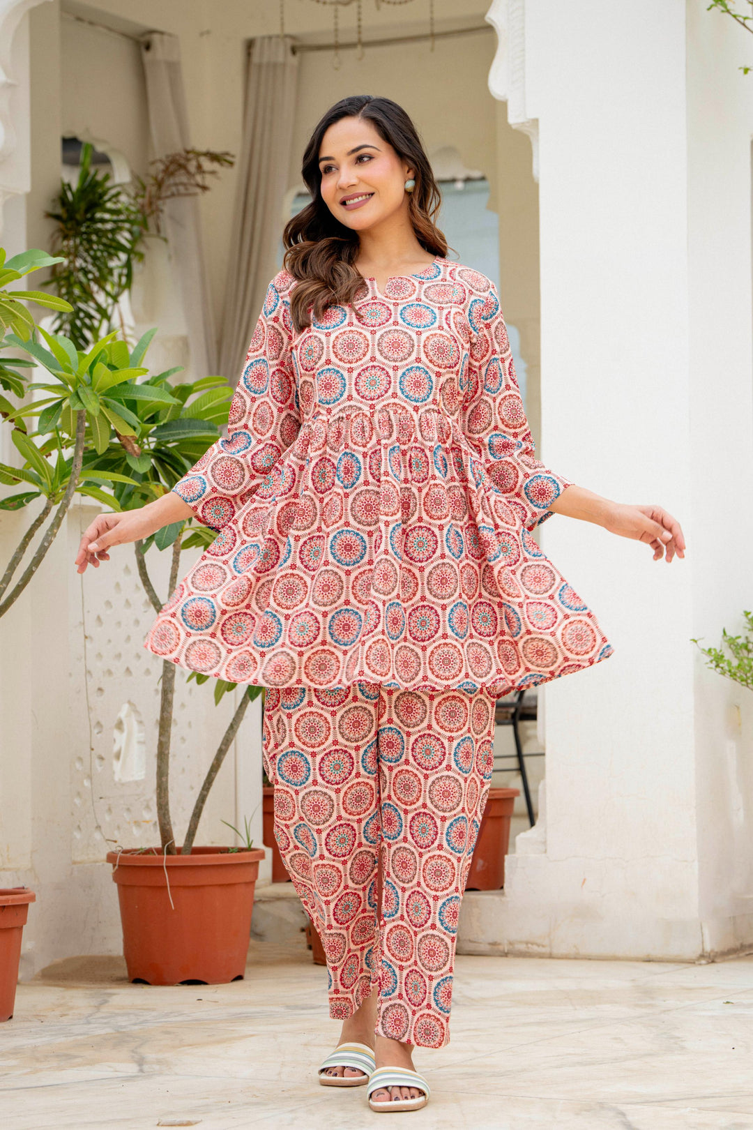 Peach Maternity kurta sets for women
