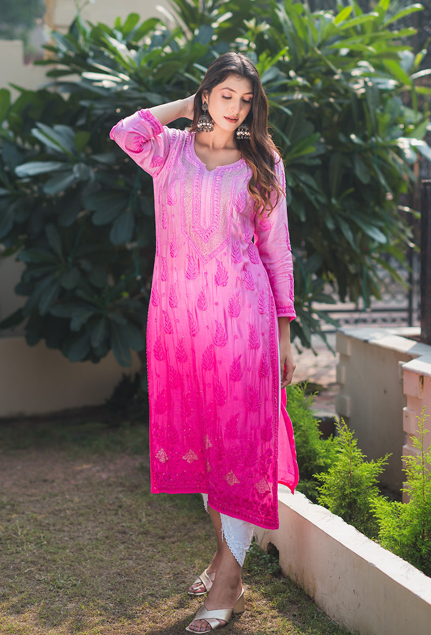 Roop-Pink-Muslin-Mukaish-Ombre-Kurta