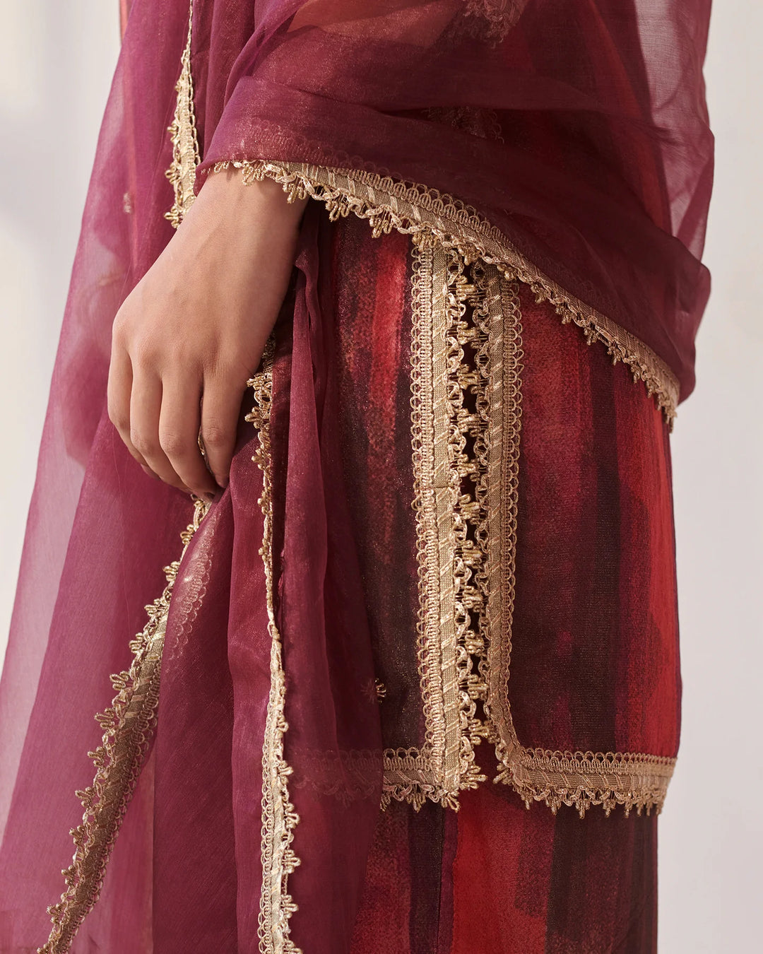 Red-Tissue-Gota-Work-3-Piece-Sharara-Set