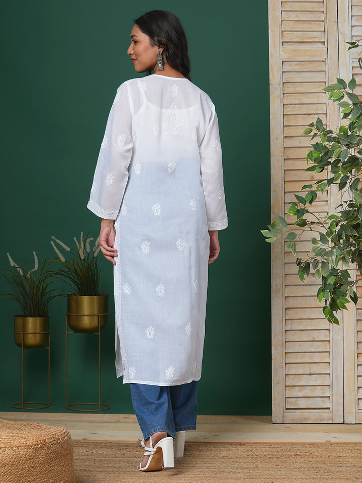 White Lucknowi Chikan Kurta Only