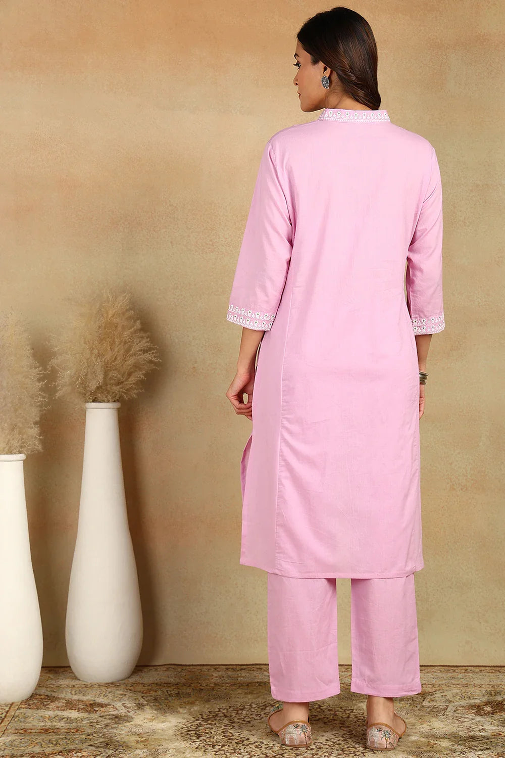 Mauve-Cotton-Embroidered-Short-Kurta