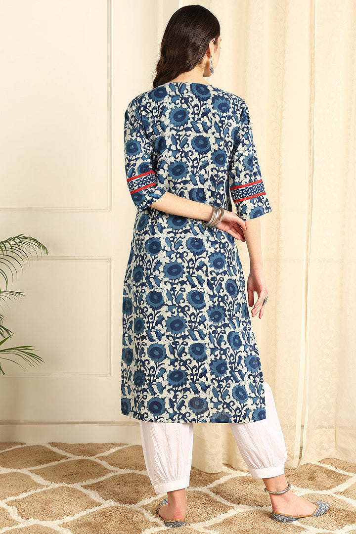 Indigo-Blue-Cotton-Straight-Kurta