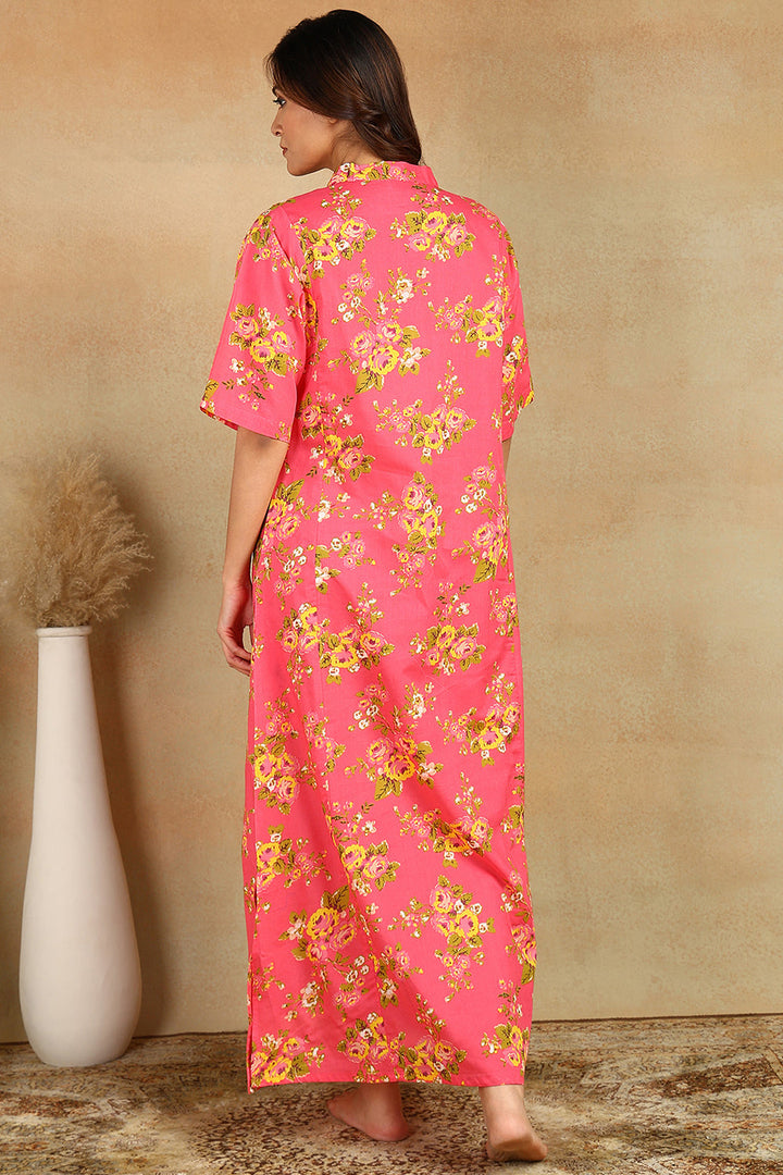 Crimson-Cotton-Floral-Motifs-Printed-Kaftan