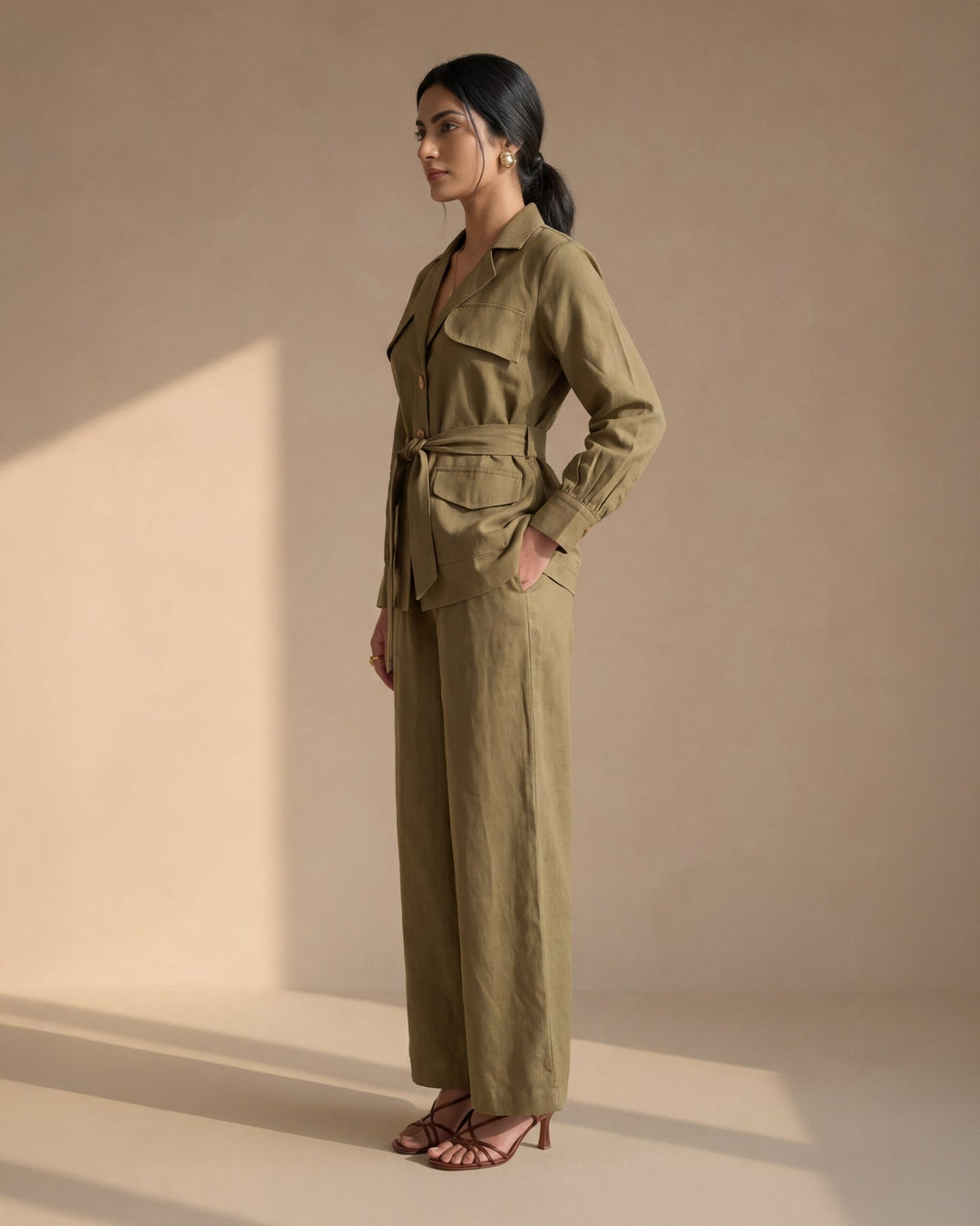 Green Suit Linen Co-ord Set