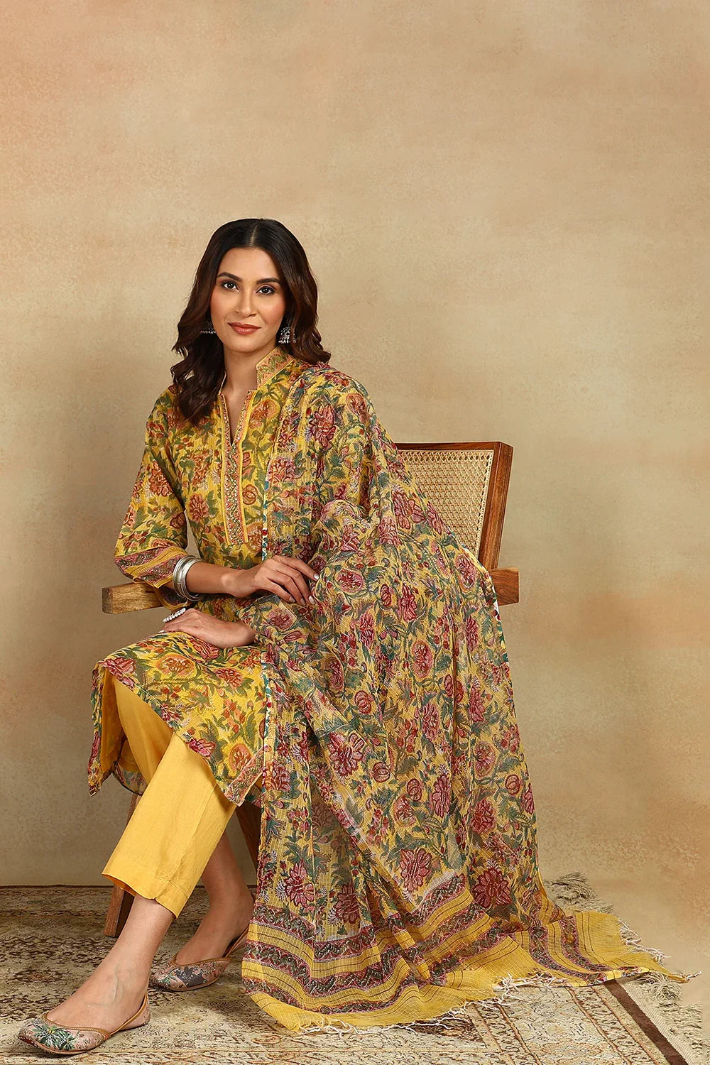 Yellow-Kota-Doria-Hand-Block-Printed-Kurta