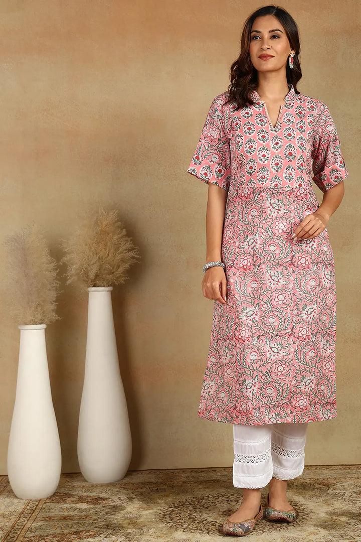 Crimson-Cotto-Hand-Block-Printed-Sanganeri-Straight-Kurta