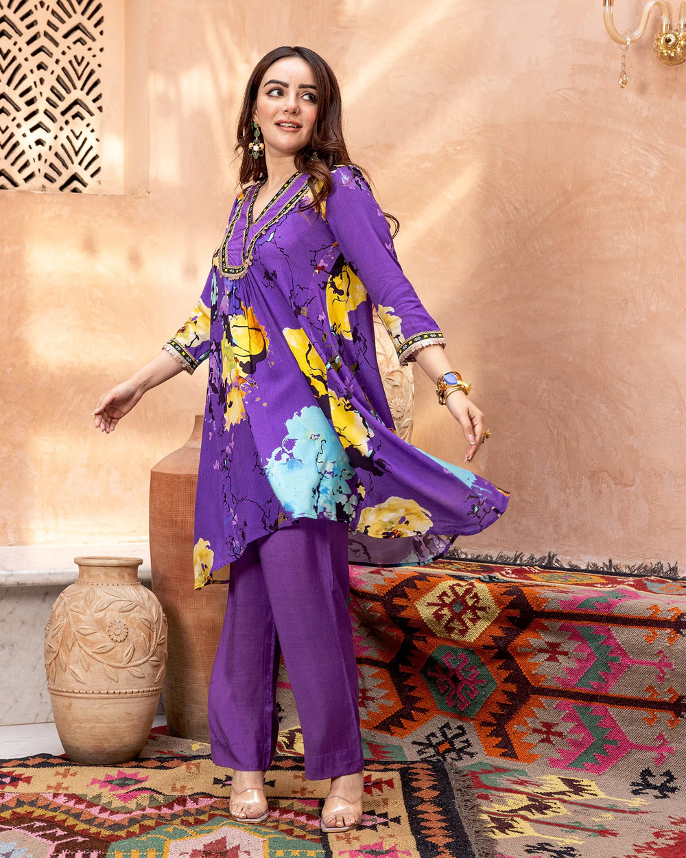 Purple-Rayon-Blossom-2-Piece-Kurta-Set
