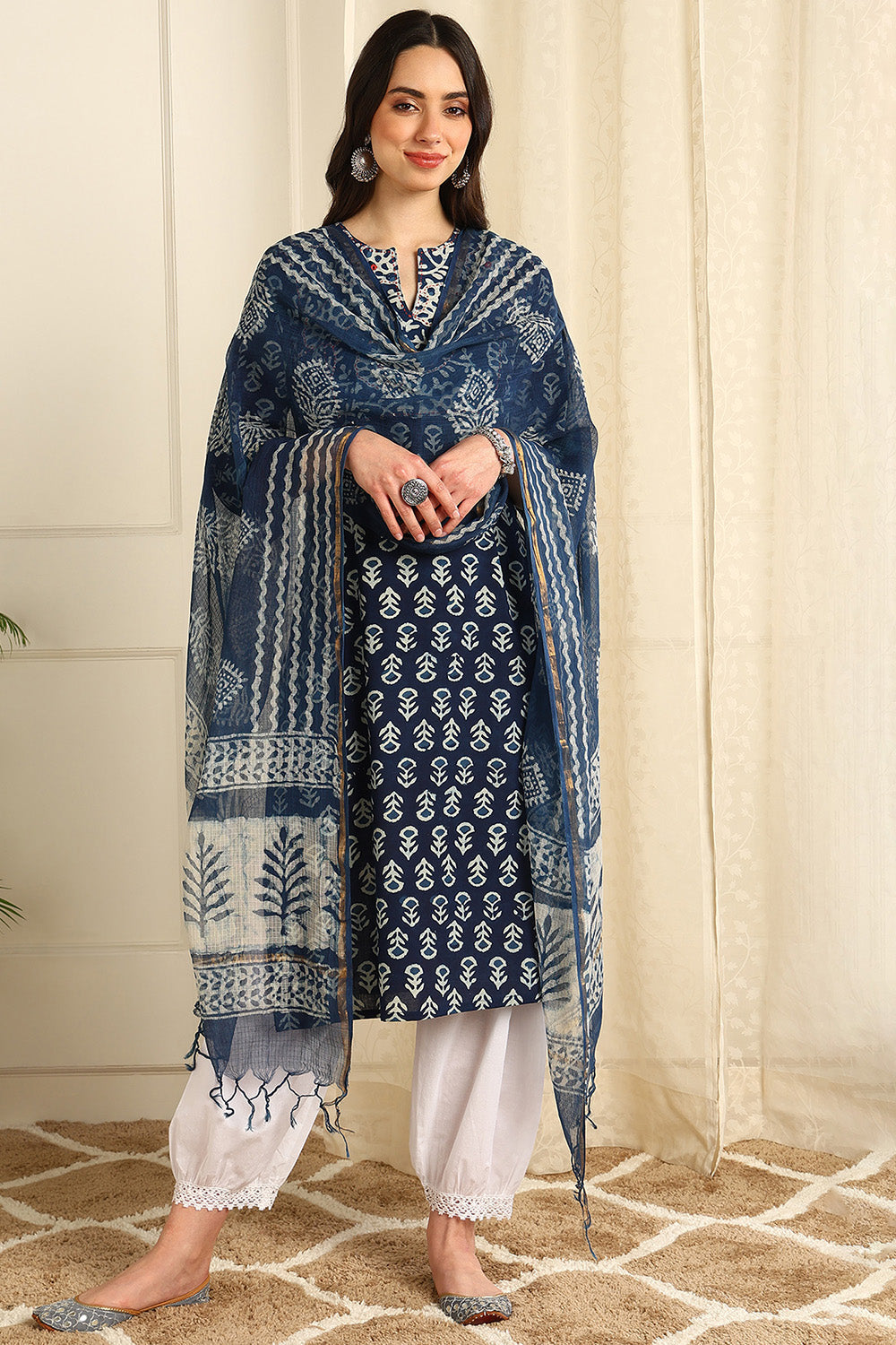 Indigo-Blue-Cotton-Straight-Kurta