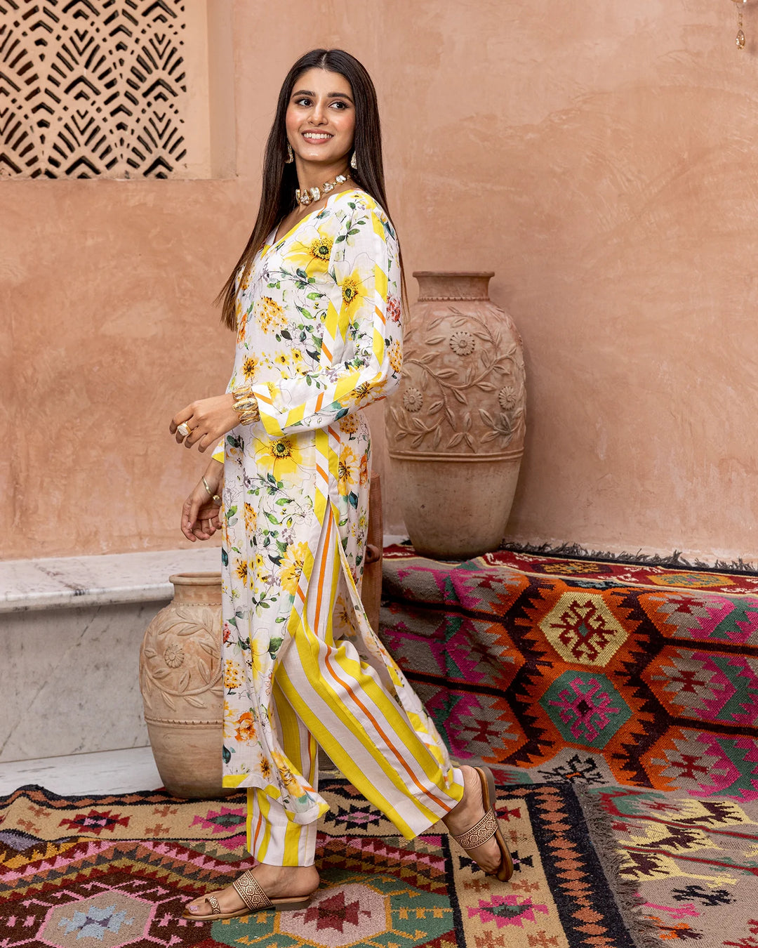Yellow-Rayon-Blossom-Straight-2-Piece-Kurta-Set
