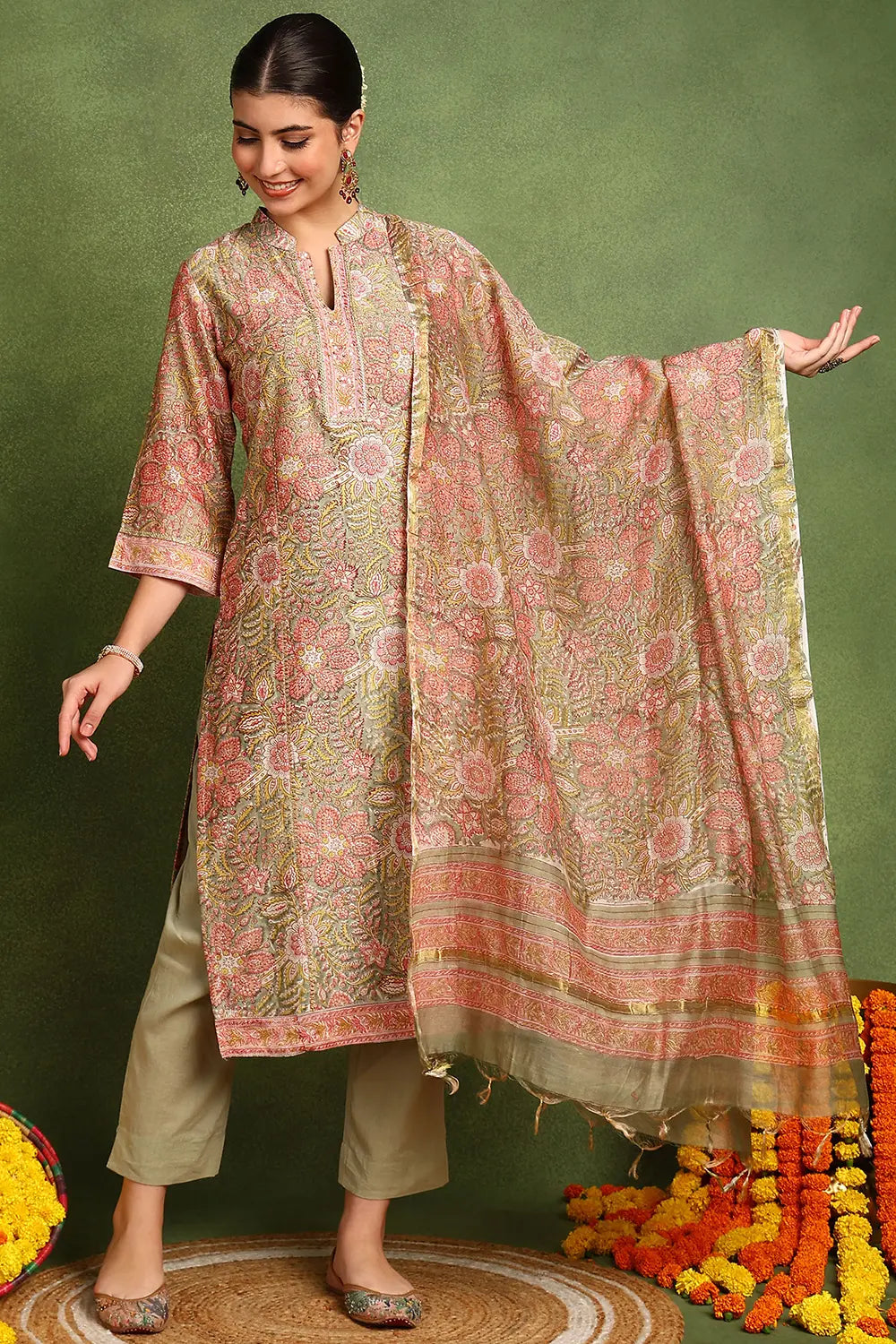 Green-Chanderi-Silk-Hand-Block-Print-Dupatta