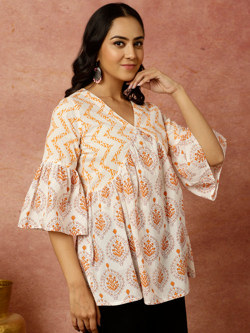 White-Cotton-Cambric-Ethnic-Printed-Gathered-Peplum-Top