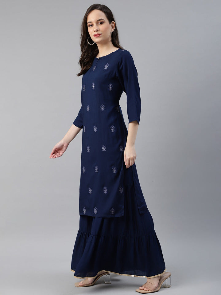 Navy-Blue-Cotton-Motifs-Printed-Straight-3-Piece-Kurta-Set