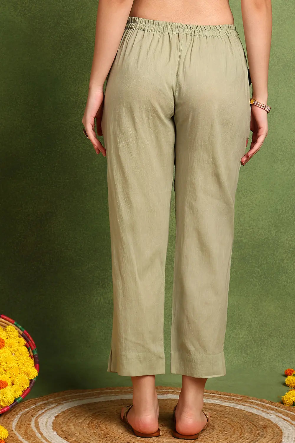 Green-Cotton-Silk-Farsi-Pants