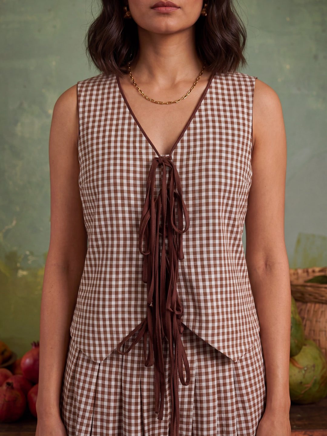 THE UMBER LATTICE CHEKS CO-ORD SET