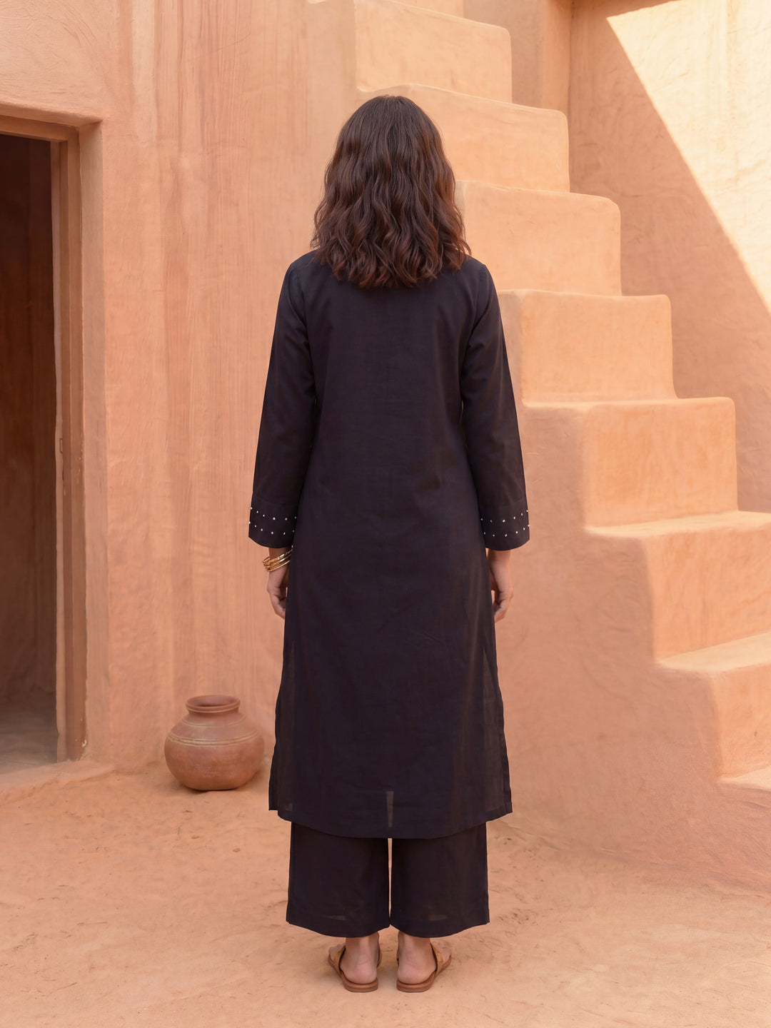 Black Long-Line Shirt Tunic Co-Ord Set