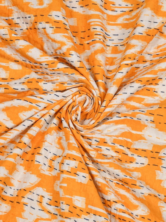 Orange-Cotton-Handblock-Printed-Kantha-Bedcover