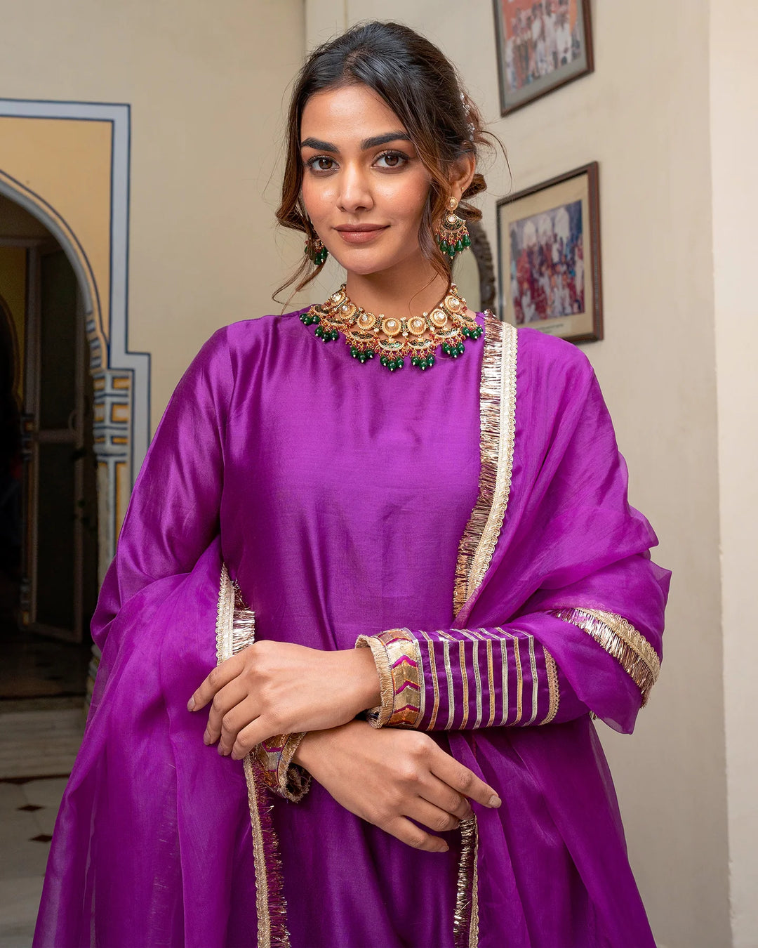 Purple-Chanderi-Tamba-Work-3-Piece-Kurta-Set