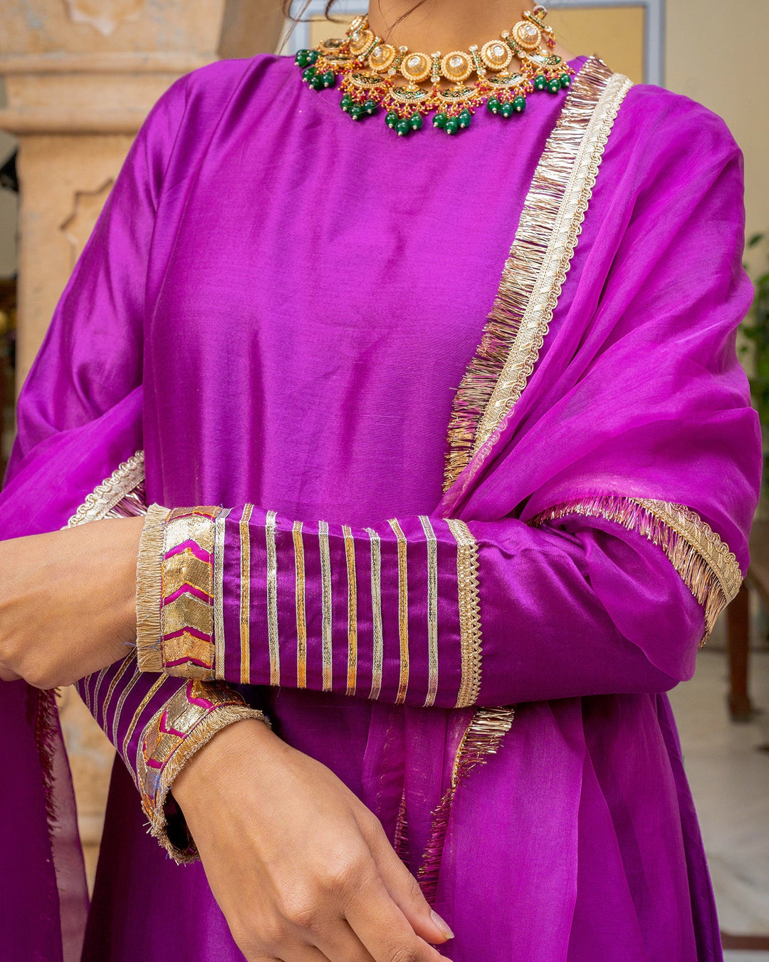 Purple-Chanderi-Tamba-Work-3-Piece-Kurta-Set
