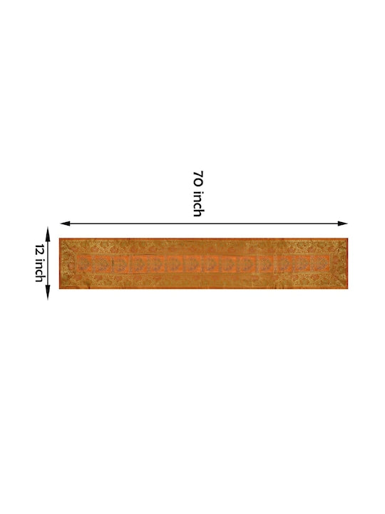 Orange-Banarasi-Brocade-Zari-Banarasi-Zari-Table-Runner