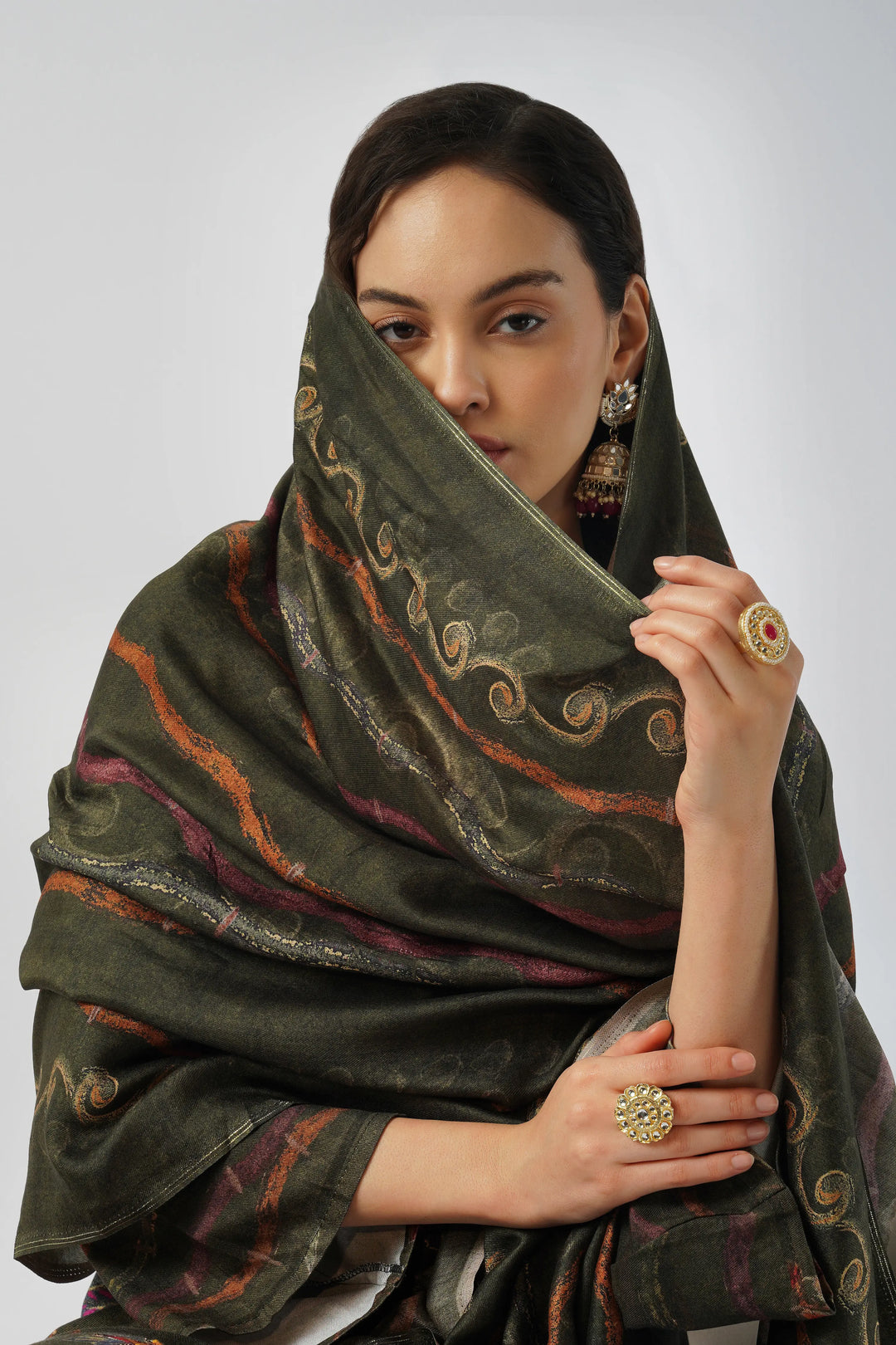 Forest Green Pure Pashmina Wool Designer Suit Set