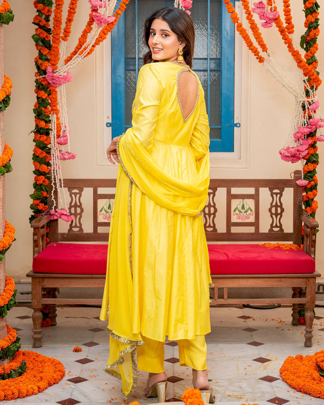 Yellow-Chanderi-Cut-Out-3-Piece-Kurta-Set