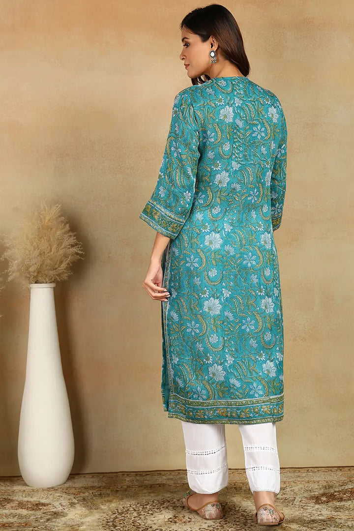 Green-Kota-Doria-Hand-Block-Printed-Kurta