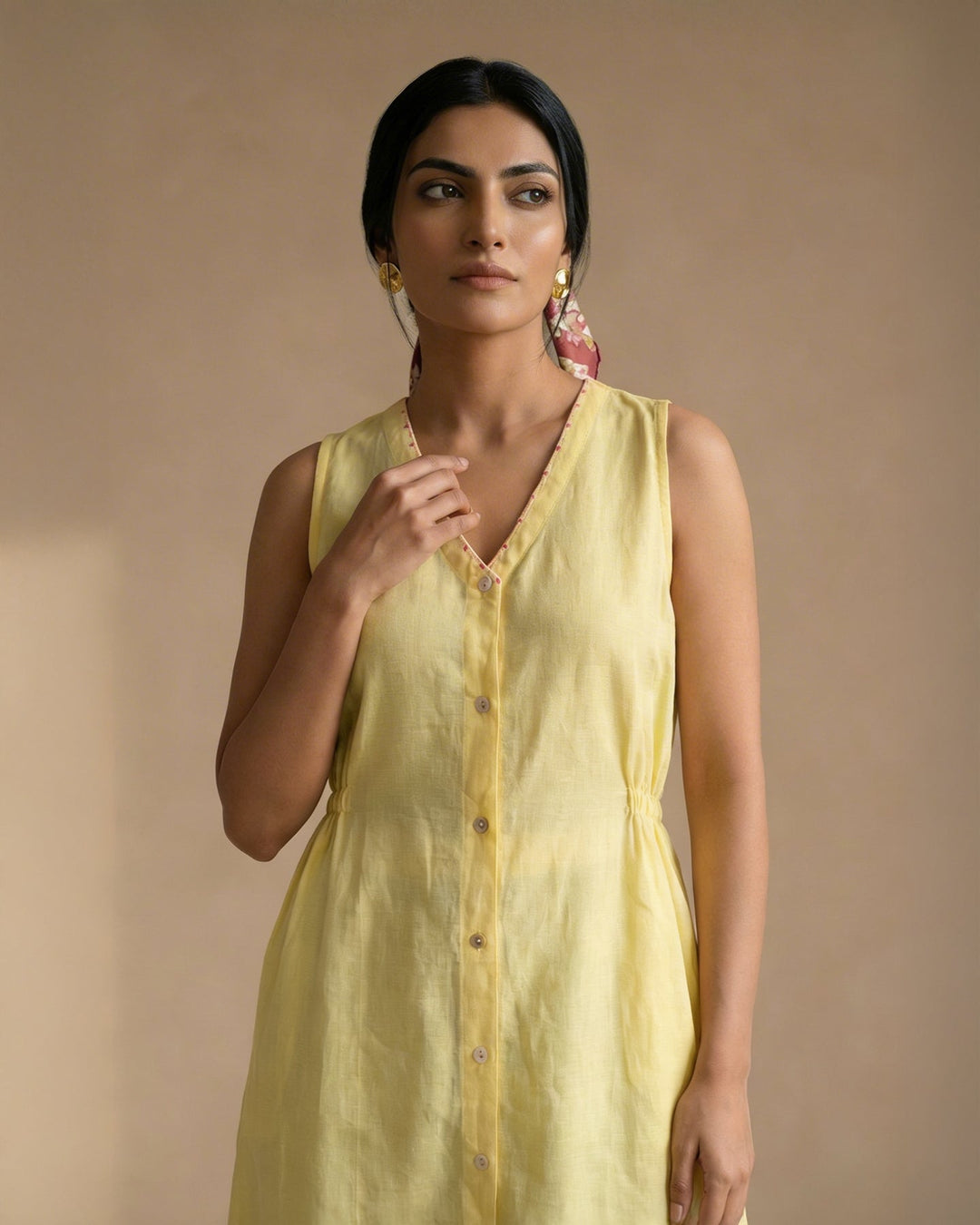 Yellow Midi Linen Dress