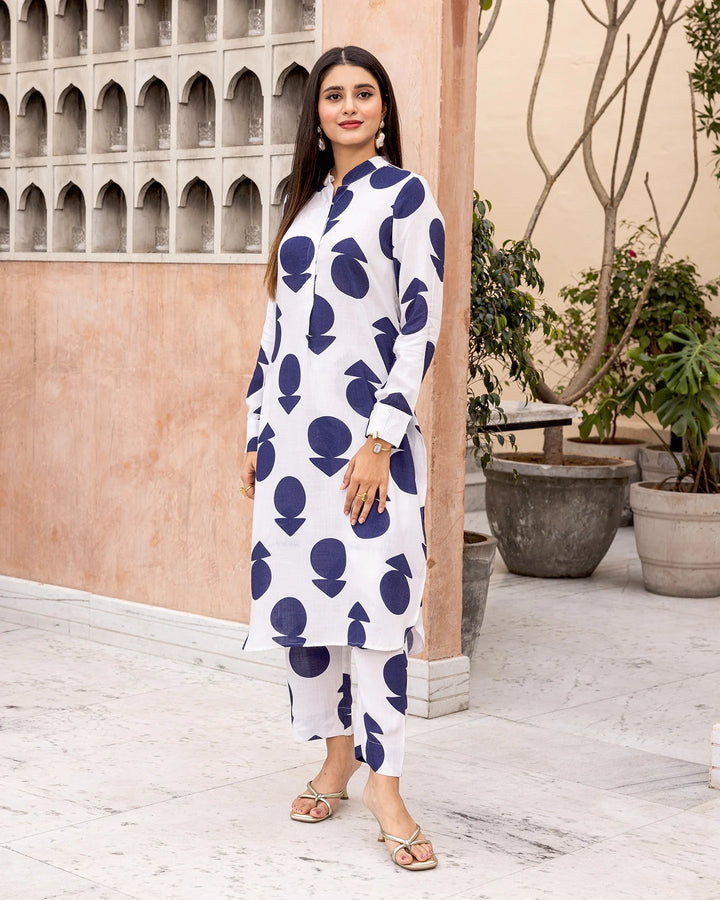 Off-White-Rayon-Polka-Print-2-Piece-Kurta-Set