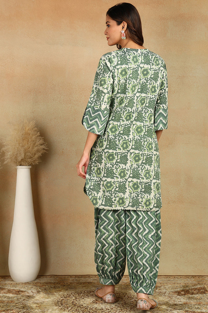 Bottle-Green-Cotton-Hand-Block-Bagru-Printed-Co-ord-Set