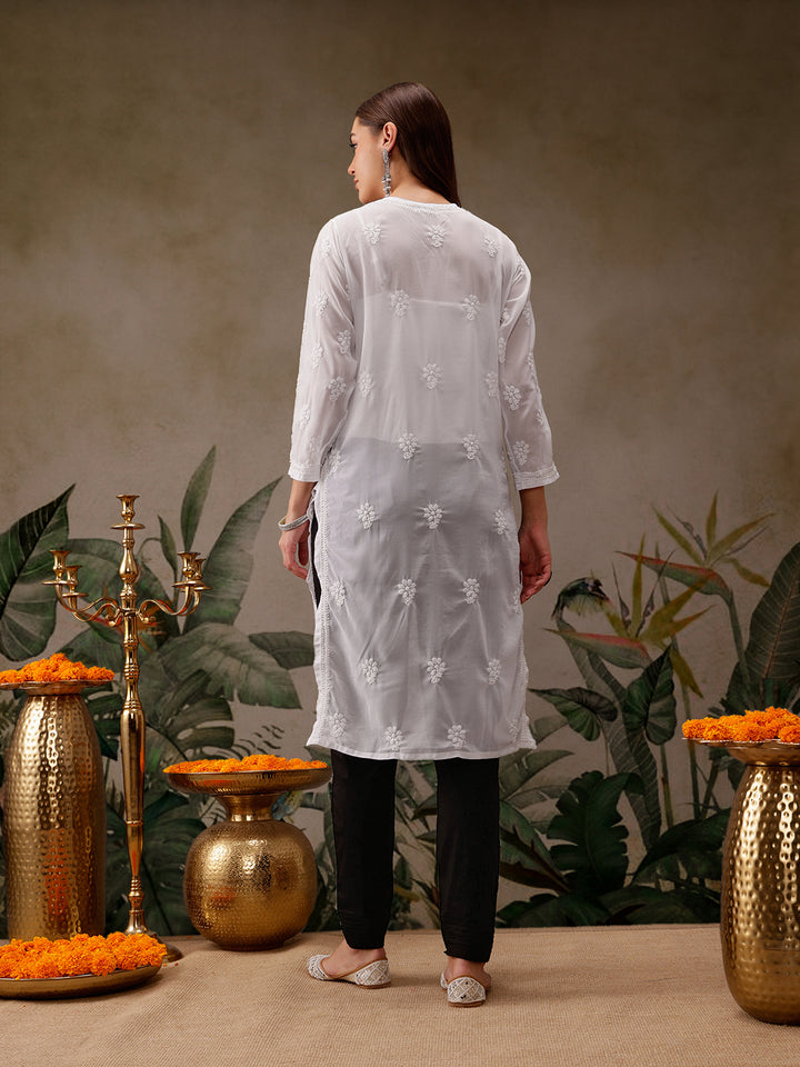 White Cotton Lucknowi Chikan Kurta