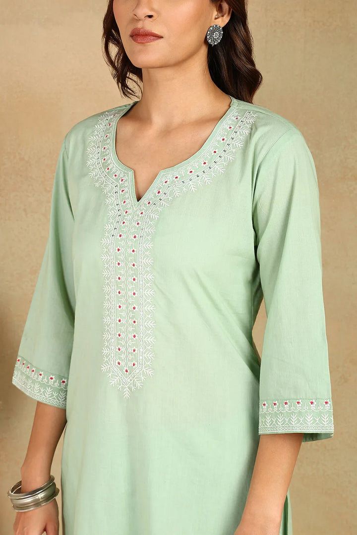 Pista-Green-Cotton-Emroidered-Co-Ord-Set