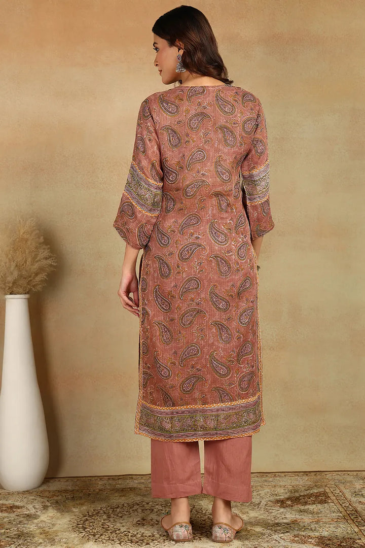 Brown-Kota-Doria-Hand-Block-Printed-Kurta