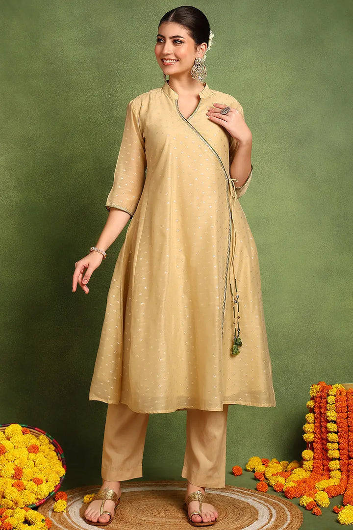 Beige-Chanderi-Silk-Khari-Printed-Angrakha-Kurta