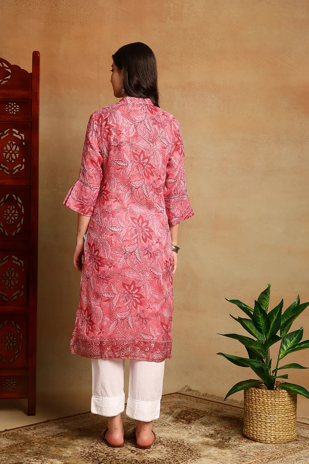 Pink-Kota-Doria-Hand-Block-Printed-Kurta