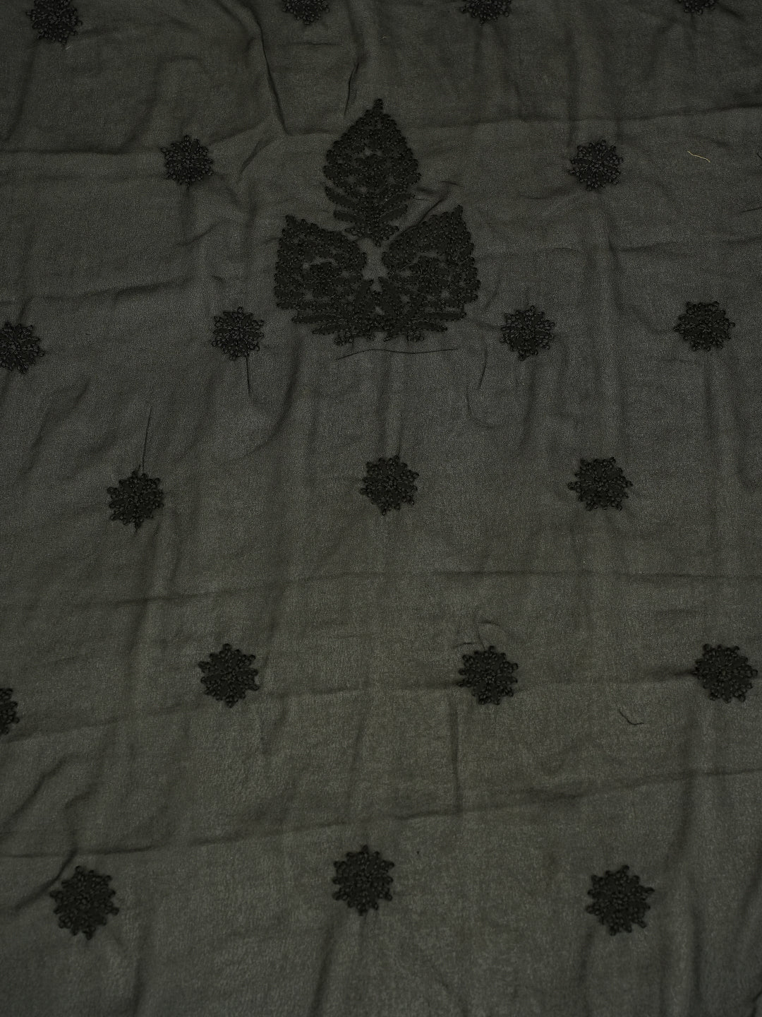 Black Georgette Chikankari Tone to Tone Dress Material
