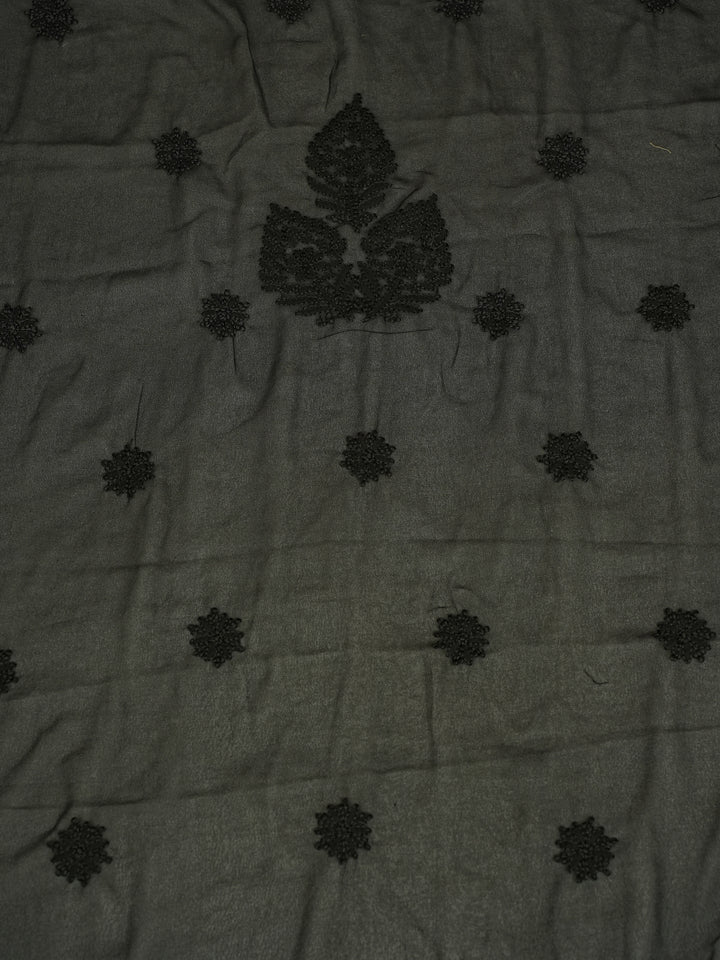 Black Georgette Chikankari Tone to Tone Dress Material