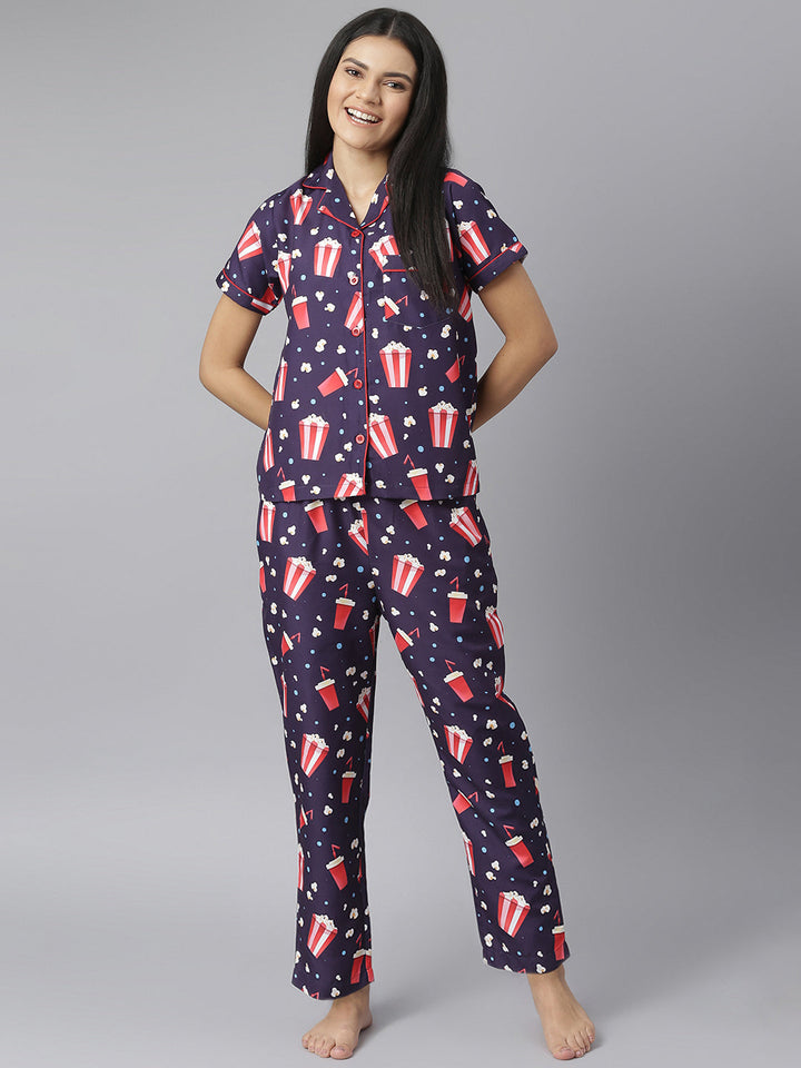 Popcorn Digital Print Night Suit Set