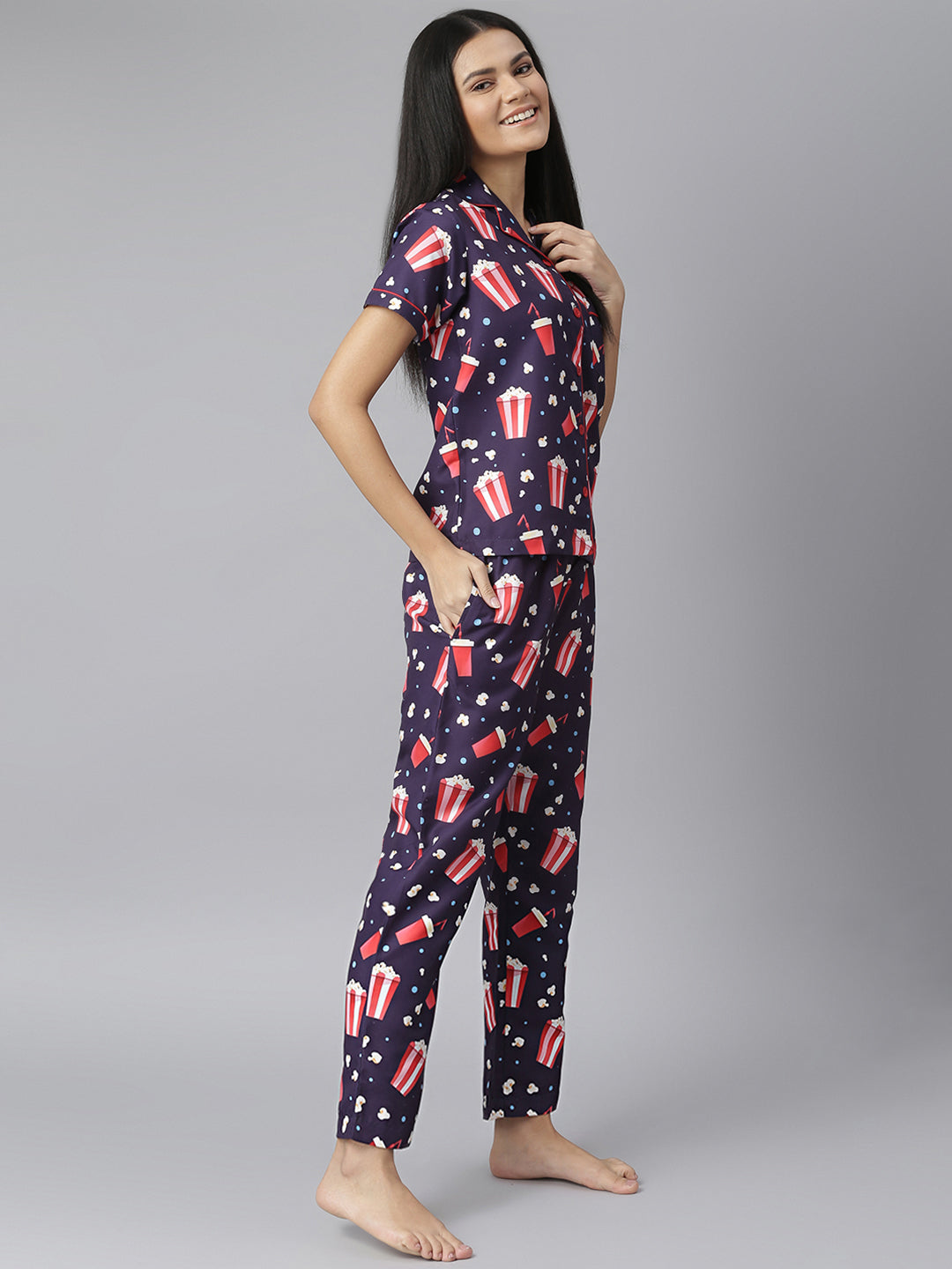 Popcorn Digital Print Night Suit Set