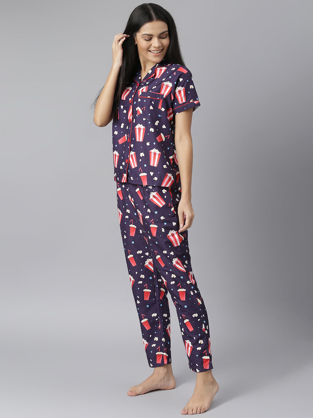 Popcorn Digital Print Night Suit Set