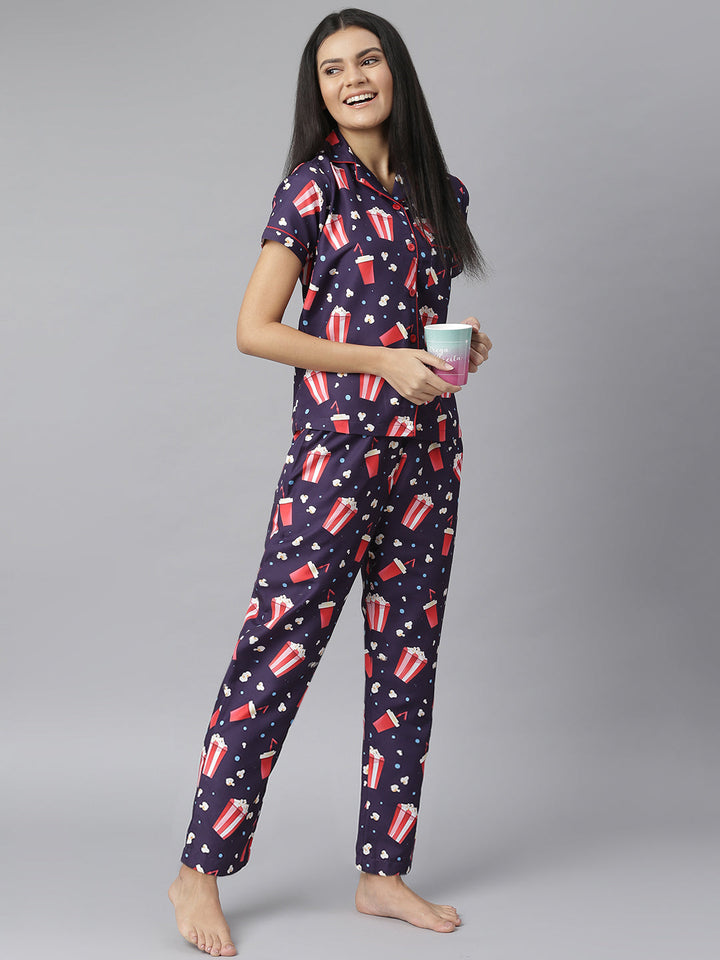 Popcorn Digital Print Night Suit Set