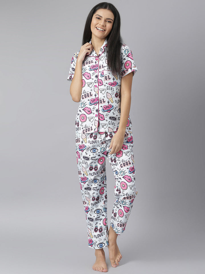 Quirky Digital Print Night Suit Set