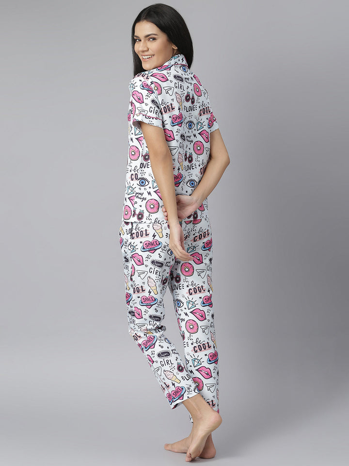 Quirky Digital Print Night Suit Set