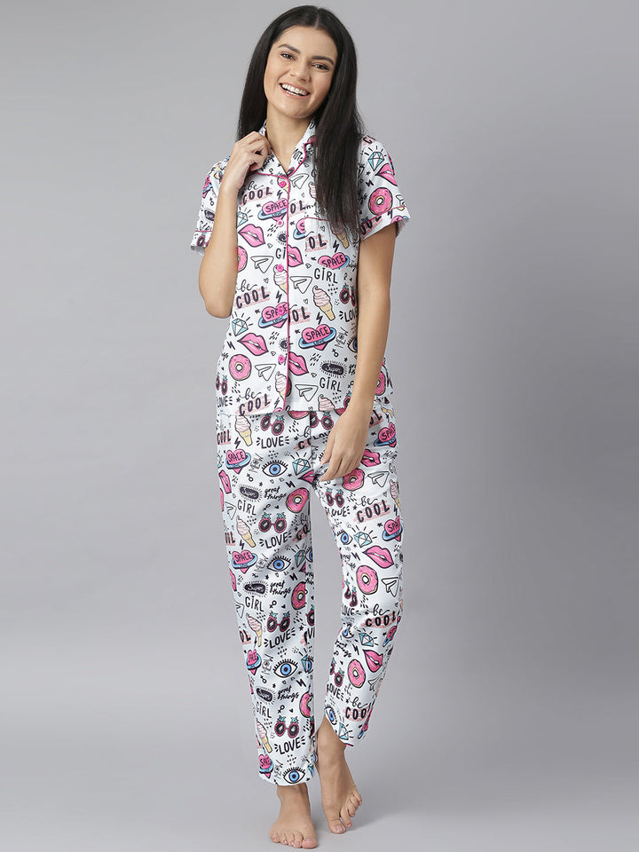 Quirky Digital Print Night Suit Set