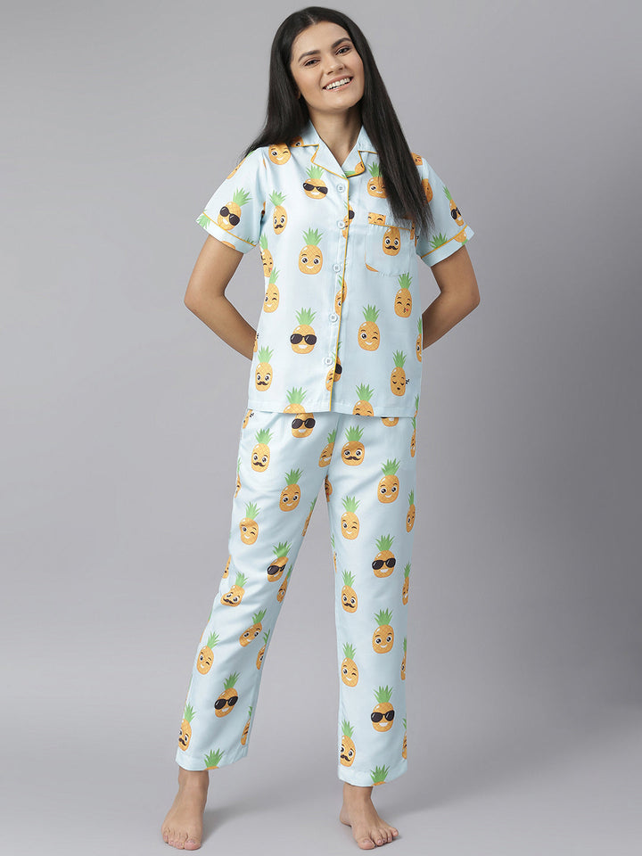 Funny Pineapple Digital Print Night Suit Set