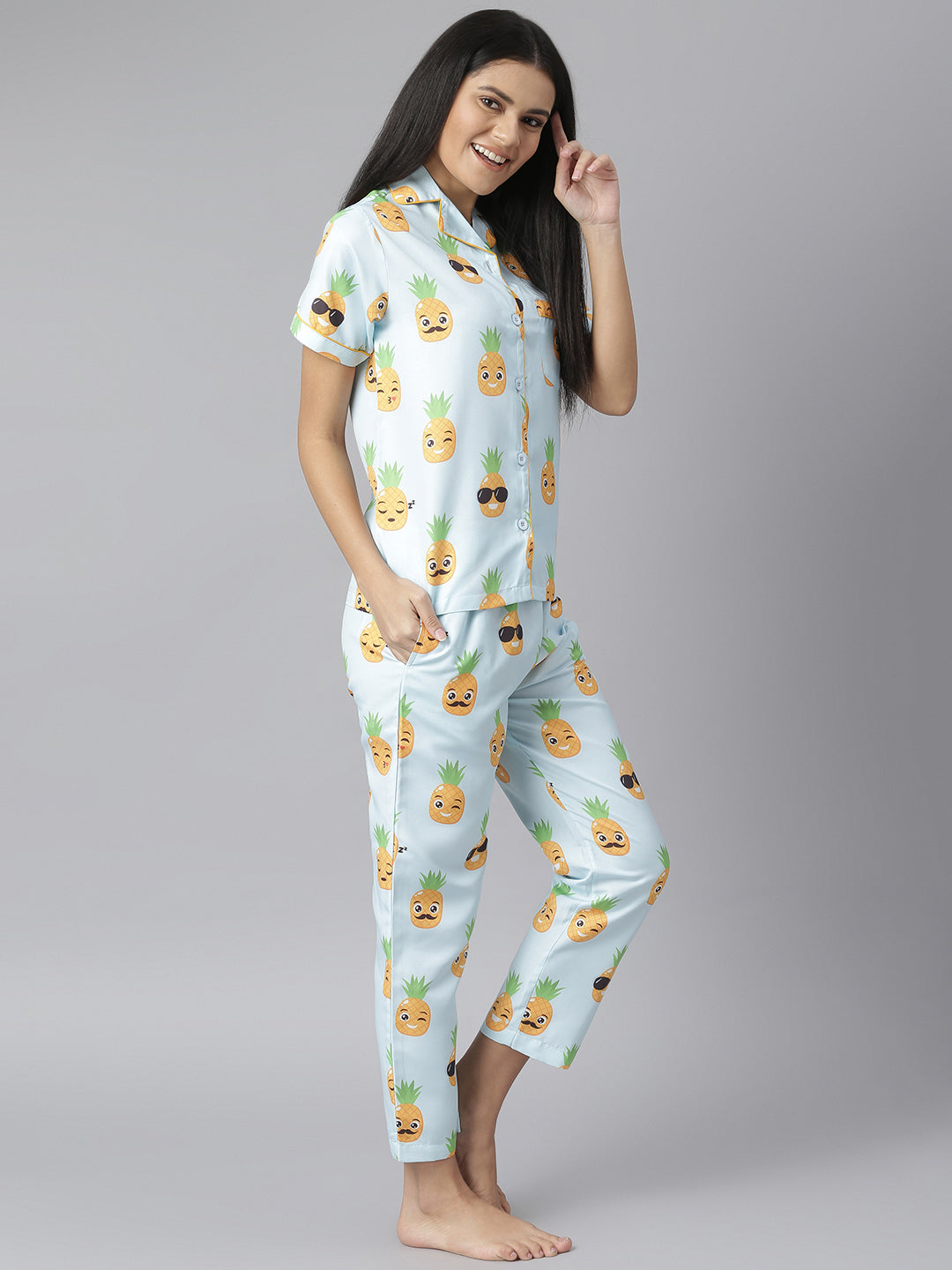 Funny Pineapple Digital Print Night Suit Set