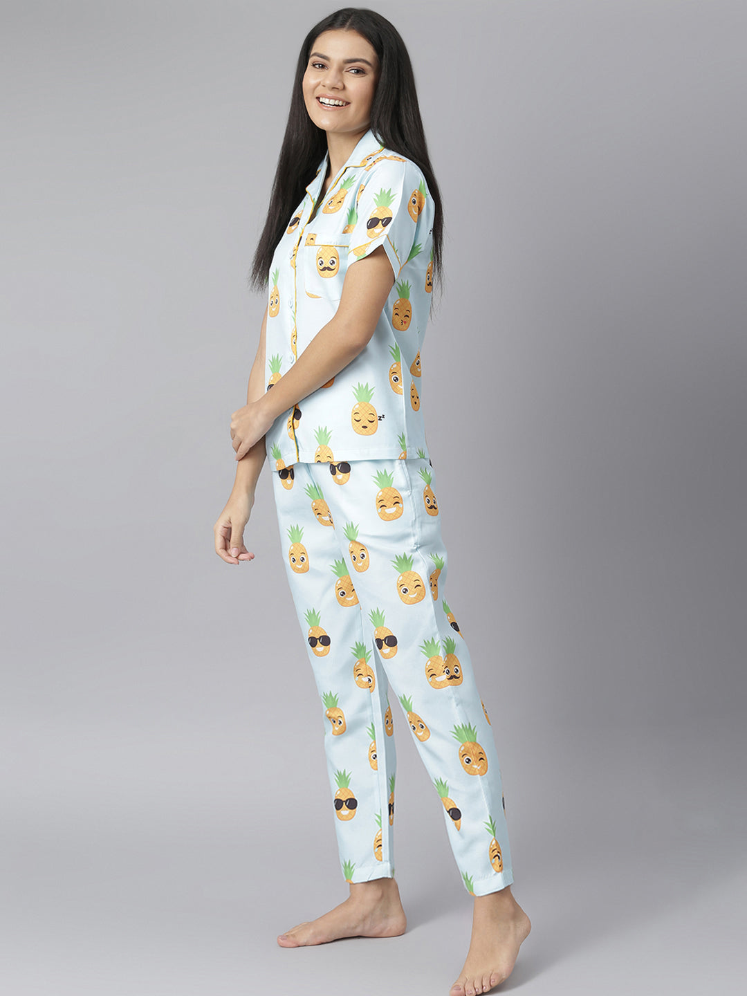 Funny Pineapple Digital Print Night Suit Set